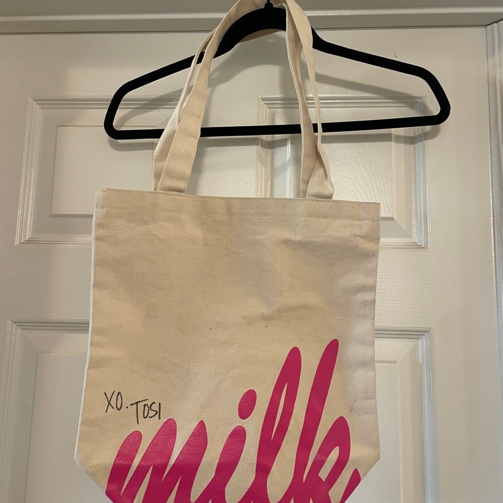 Milk Bar Christina Tosi Autographed Canvas Tote - Cream and Pink